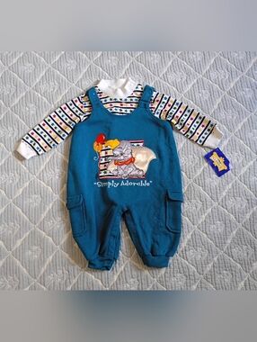 RARE Vintage Disney Classics Dumbo Romper & Long Sleeve Shirt  6-9M NWT